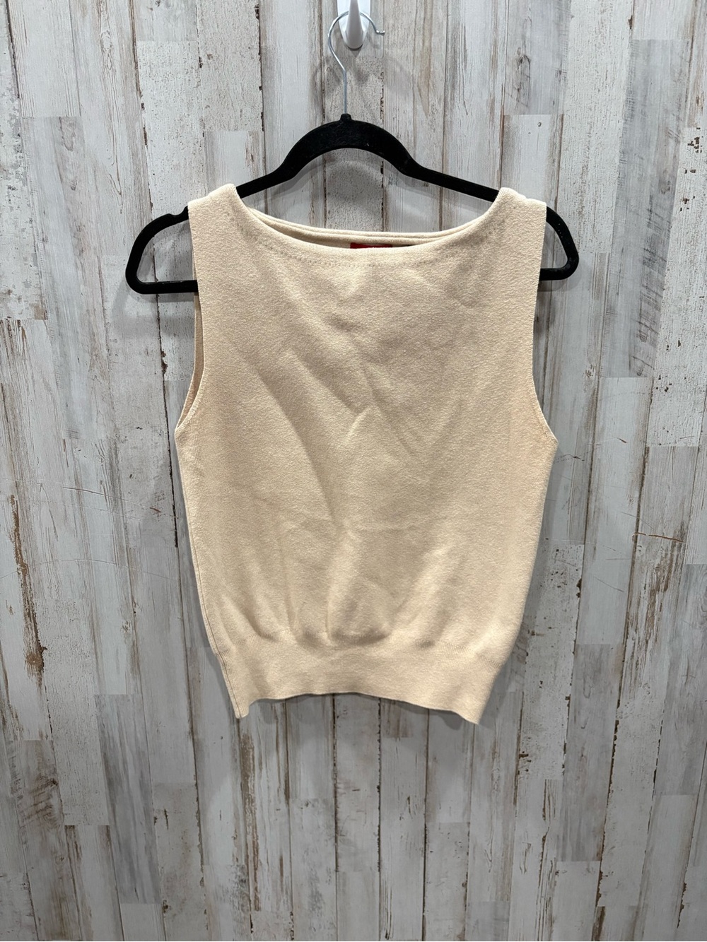 STaud Rocki Sleeveless Sweater Stone Cashmere Blend Ribbed Knit Beige Minimalist